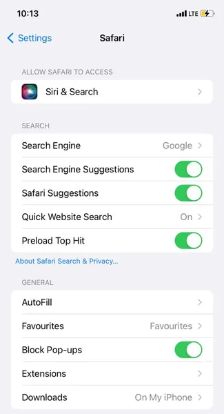 Блокировка всплывающих окон в Safari на iPhone