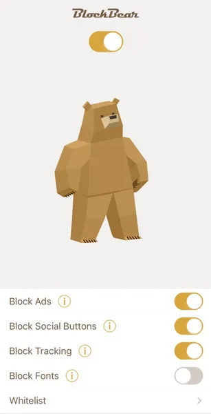 Блокировщик рекламы BlockBear для Safari на iPhone