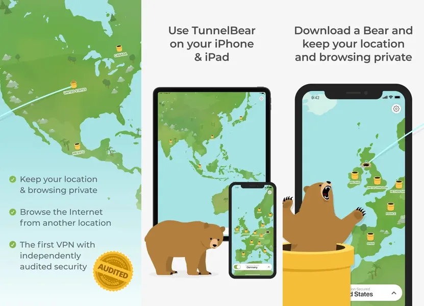 Скриншот приложения TunnelBear Secure VPN & Wifi