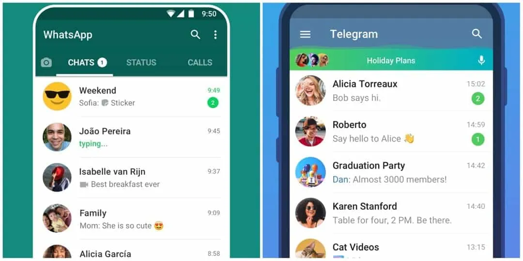 Приватный чат - WhatsApp против Telegram