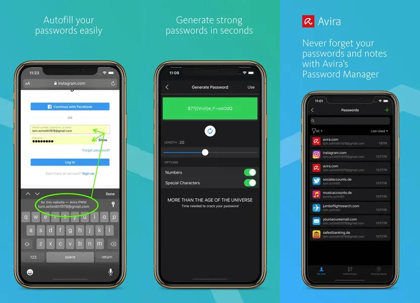 Скриншот приложения Avira Password Manager