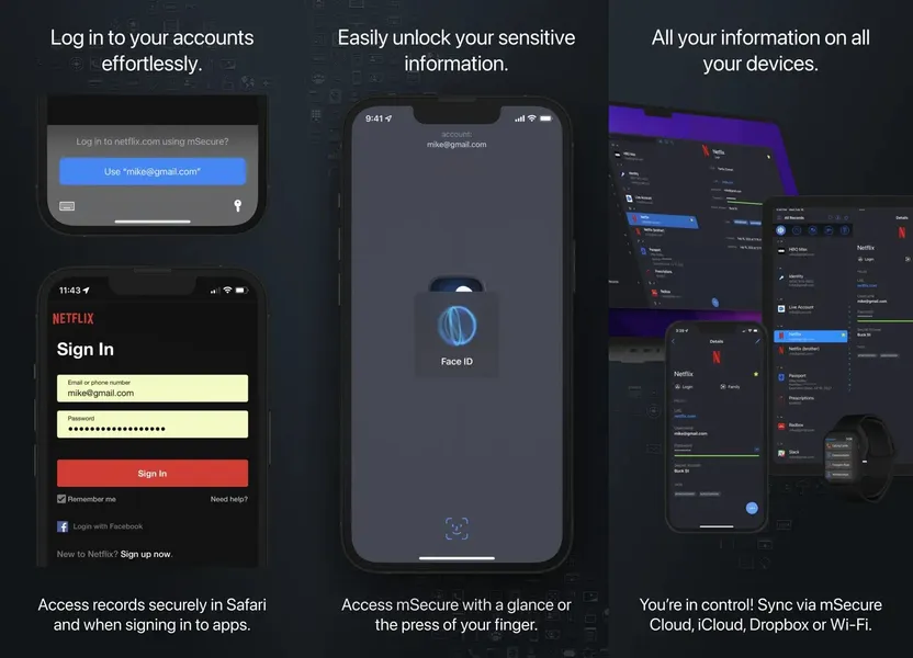 Скриншот Менеджера паролей – приложение mSecure