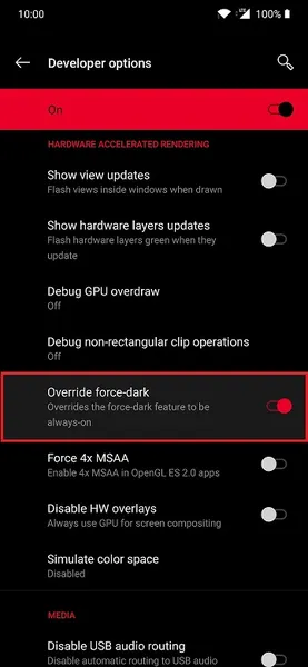 Отменить принудительный темный режим для всех приложений в Android 10, скриншот 2
